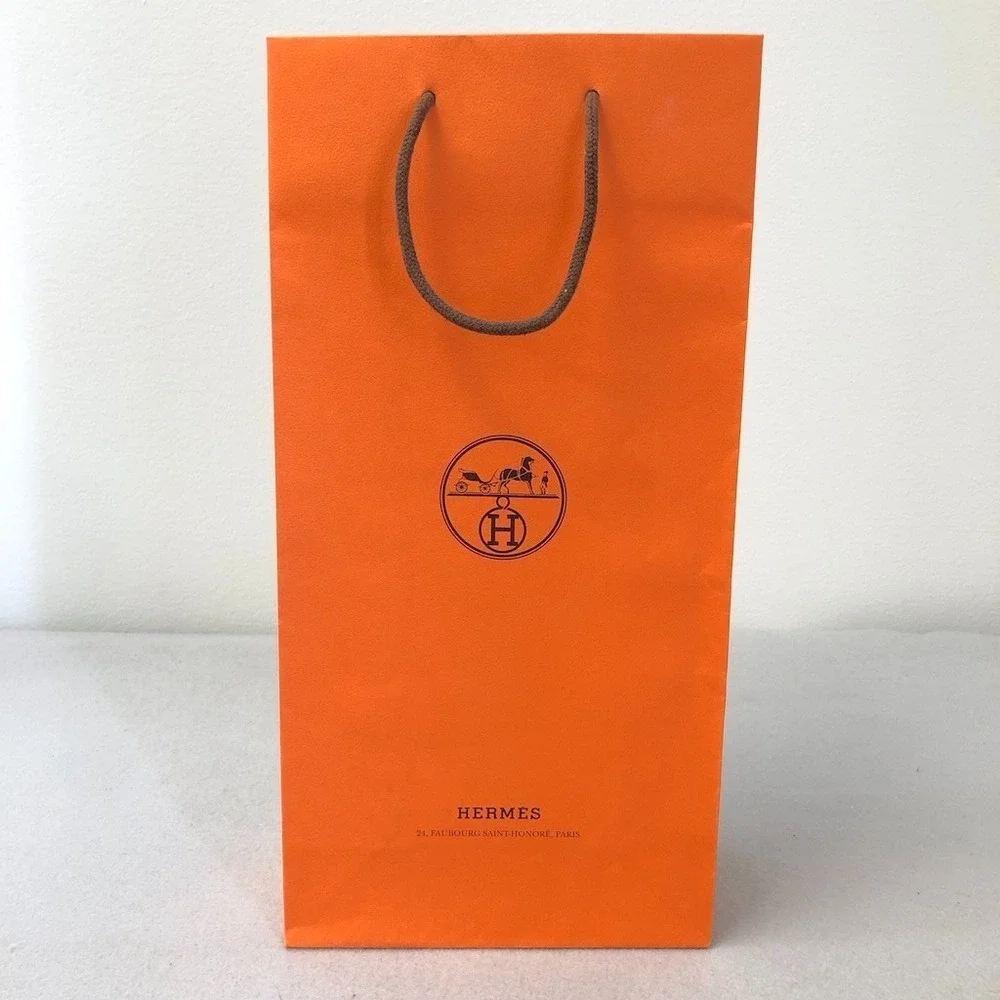Hermes Authentic Orange Paper Shopping Bag Gift Small Rectangle 16x8.5x3.75